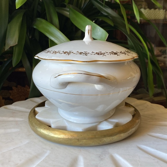 Antique S.C. Richard Porcelain Gold Floral Oval Tureen 768 Made in Italy - Picture 5 of 11